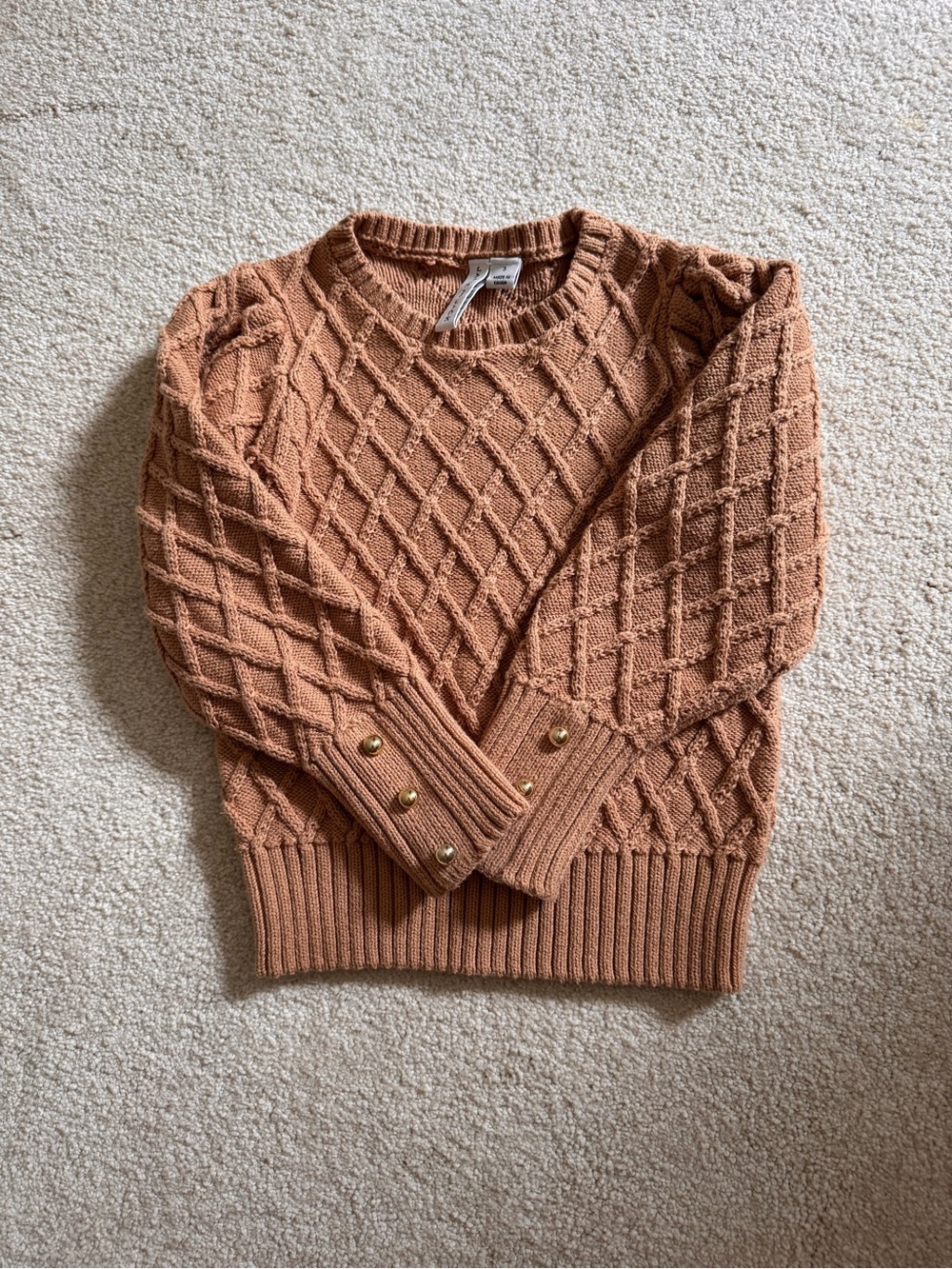 Janie and Jack Girl Milk Tea Textured Sweater